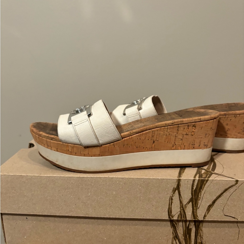 Michael Kors white cork sandal